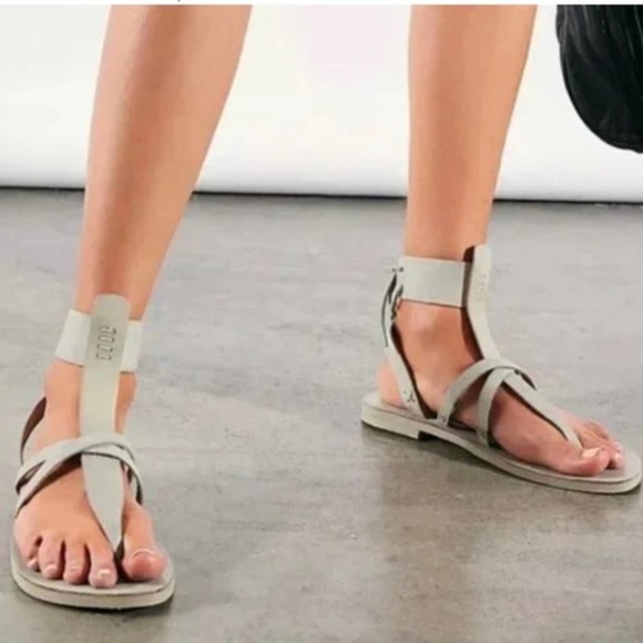 Free People Shoes - Free People Vacation Day Wrap Leather Sandal in Sky Blue/Green US11 Euro 41 NWT